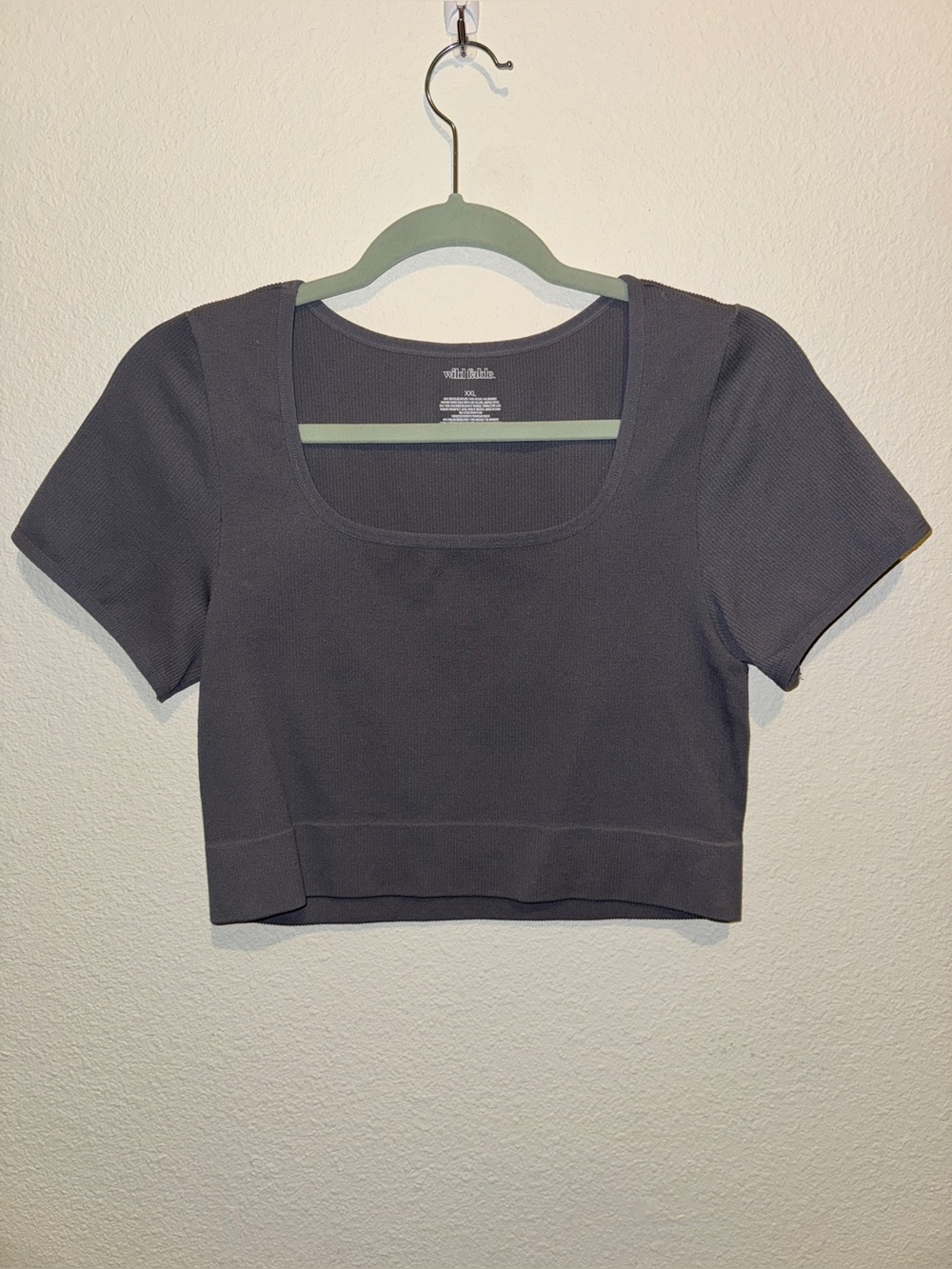 Wildfable Charcoal Square Neck Ribbed Crop Top